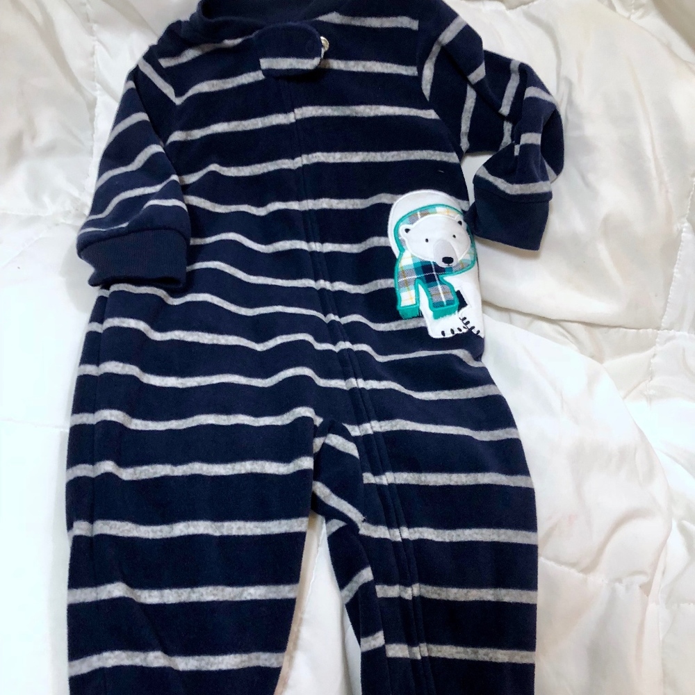 striped polar bear footies pajamas
